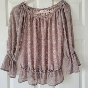 Your Story Womens Boho Elastic around Neck- Bottom Long Semi Sheer Bell Sleeve